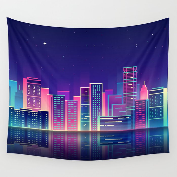 Neon discount city tapestry