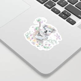 Baby koala with blue eyes and flowers Sticker
