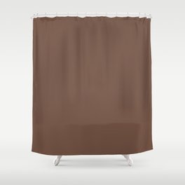 Strong Coffee Dark Brown Solid Color Coordinates w/ Sherwin Williams Brevity Brown SW 6068 Shower Curtain