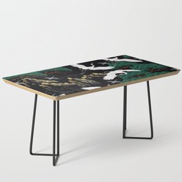 Japanese Flying Crane Wild Emerald Forest Pattern Coffee Table