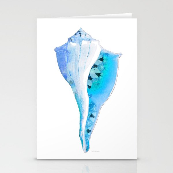 Delicate Blue Seashell Beach Art by Sharon Cummings Stationery Cards