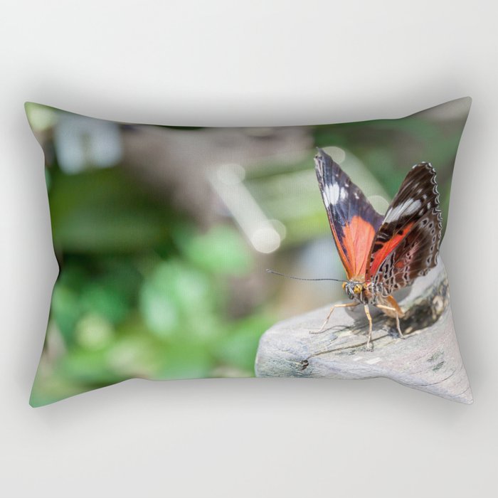 Red Lacewing Butterfly Rectangular Pillow