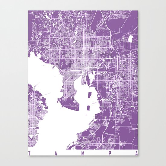 Tampa map florida lilac Canvas Print