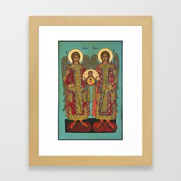 Archangel Michael and Gabriel with Medallion Framed Art Print