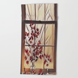 Autumn Window Beach Towel