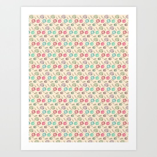 Watercolour Tiny Roses Art Print
