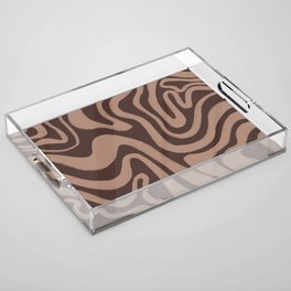 70s 60s Brown + Tan Liquid Swirl Acrylic Tray