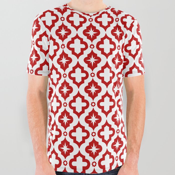 Red Ornamental Arabic Pattern All Over Graphic Tee