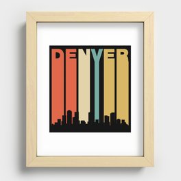 Retro Denver Colorado Cityscape Downtown Skyline Recessed Framed Print