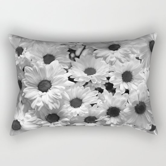 Daisy Chaos in Black and White Rectangular Pillow