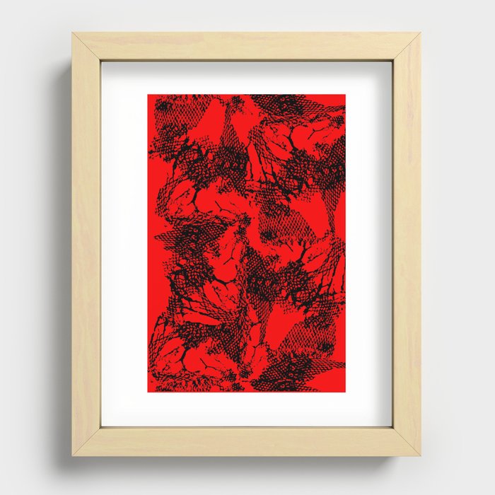 Tango netting , black on red Recessed Framed Print