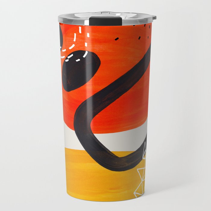Fun Mid Century Modern Abstract Minimalist Vintage Orange Yellow Orbit Bubbles Travel Mug