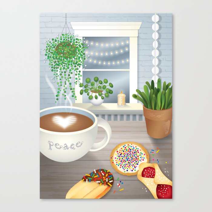 Peace, Love and Coffee Canvas Print