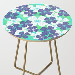 70’s Desert Flowers Periwinkle on Turquoise Side Table