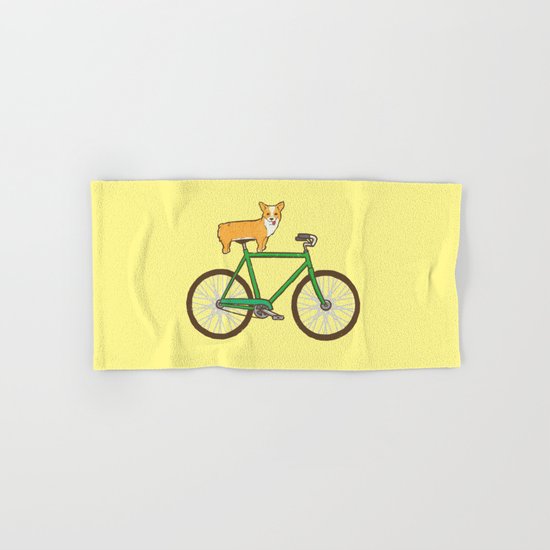 Corgi on a bike Hand & Bath Towel