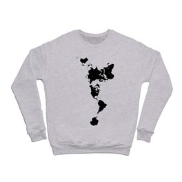 Dymaxion World Map (Fuller Projection Map) - Minimalist Black on White Crewneck Sweatshirt