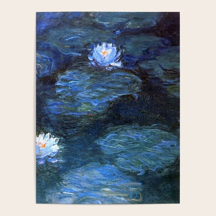 Water Lilies Dark Blue Claude Monet 1899 Poster by colorfuldesigns