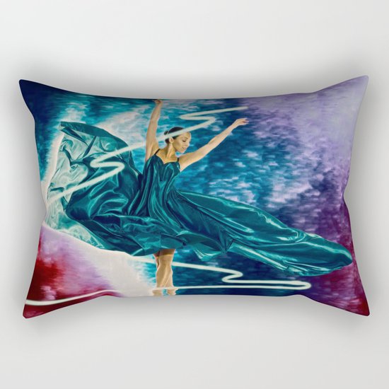 The ballerina amid a neon beam Rectangular Pillow