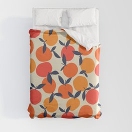 Scattered Peaches in Red and Yellow Duvet Cover