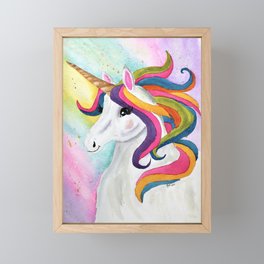 Colorful Whimsical Unicorn Framed Mini Art Print