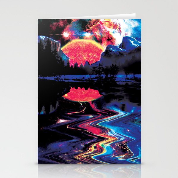 Sci-fi Sunset in the Mountains  Stationery Cards