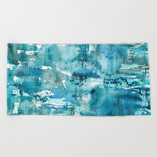 Turquoise blue passion || watercolor Beach Towel