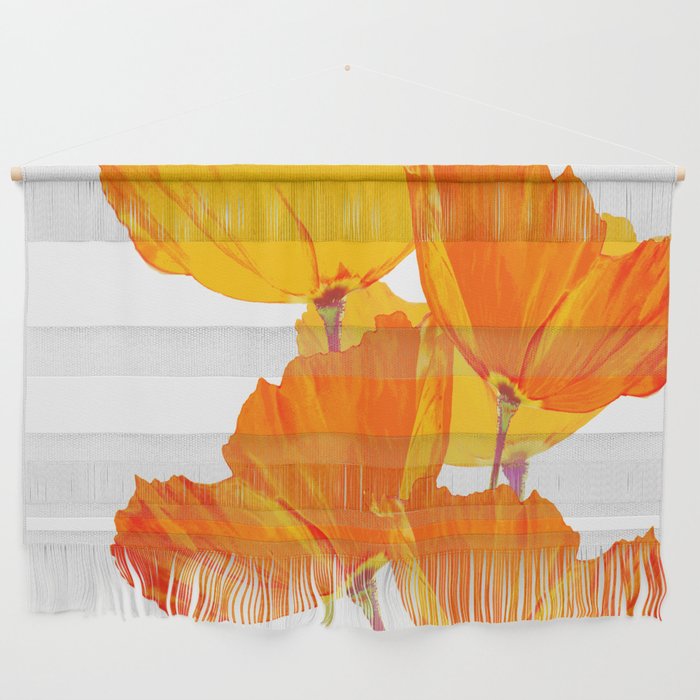 Orange and Yellow Poppies On A White Background #decor #society6 #buyart Wall Hanging