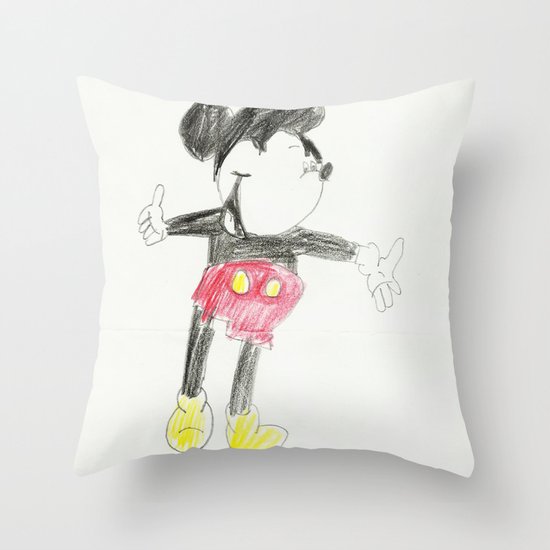 Childhood Drawings (Mickey) Throw Pillow