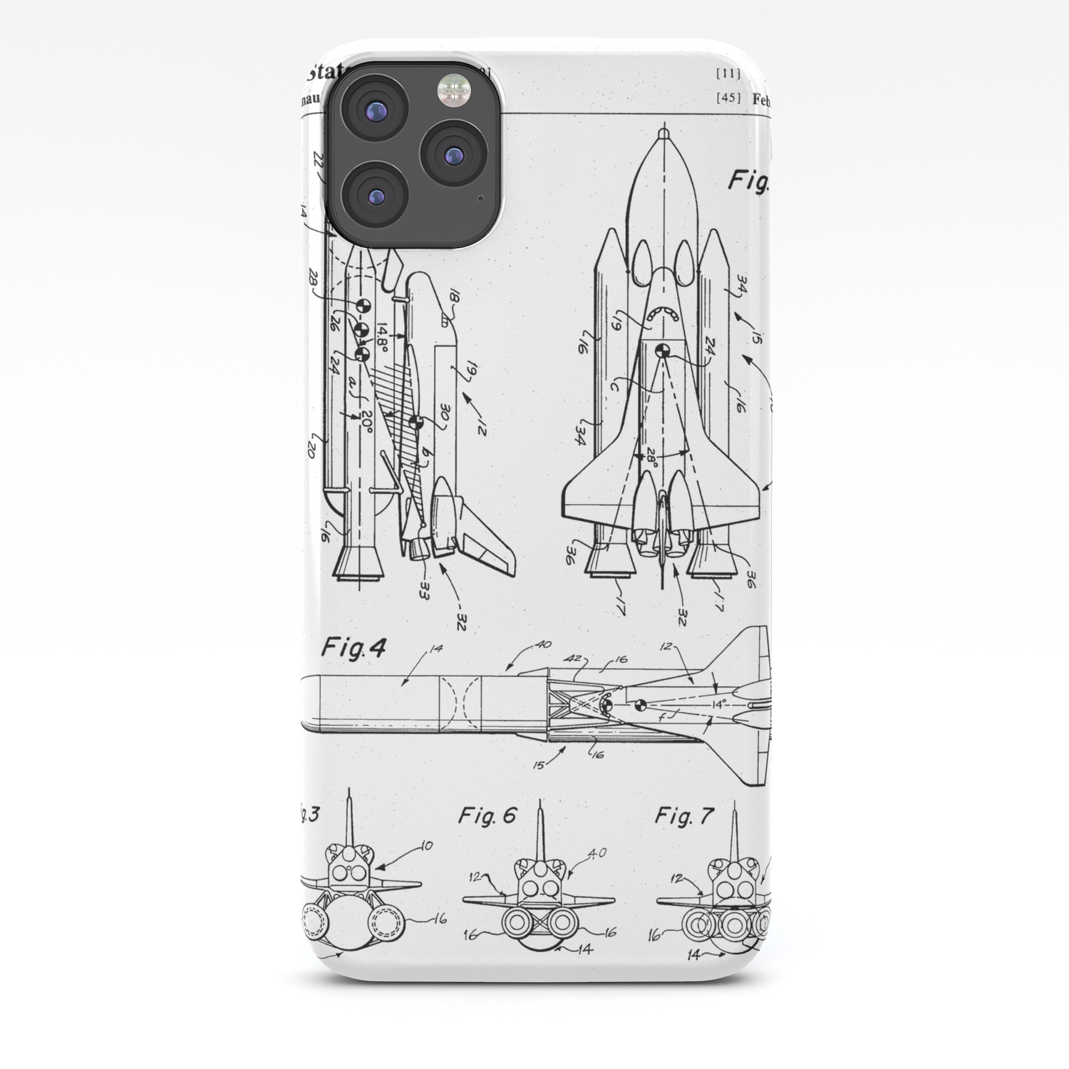 Nasa Space Shuttle Patent Nasa Shuttle Art Black And White Iphone Case
