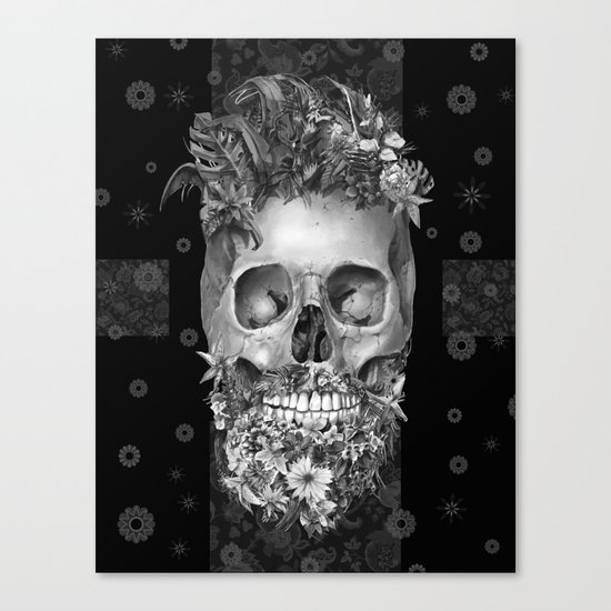 floral beard skull 3 Canvas Print