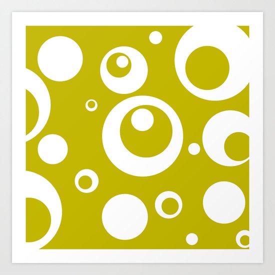 Circles Dots Bubbles :: Citron Art Print