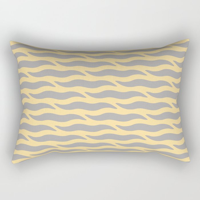 Tiger Wild Animal Print Pattern 357 Yellow and Gray Rectangular Pillow