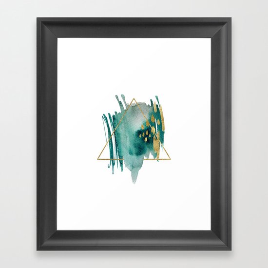Abstract Geometric gold Framed Art Print