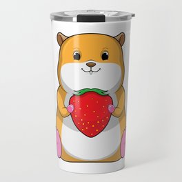 Hamster with Strawberry Travel Mug