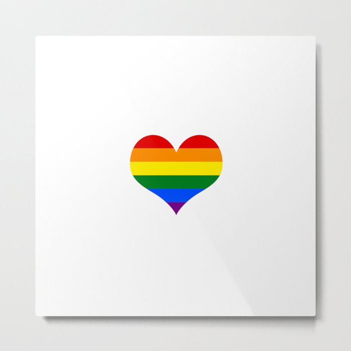 Classic rainbow lgbtq pride flag colors in a heart shape Metal Print