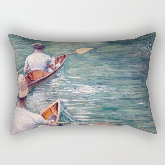 Gustave Caillebotte - Canoes on the Yerres Rectangular Pillow