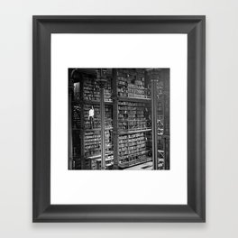 A book lovers dream - Cast-iron Book Alcoves Cincinnati Library black and white photography Framed Art Print