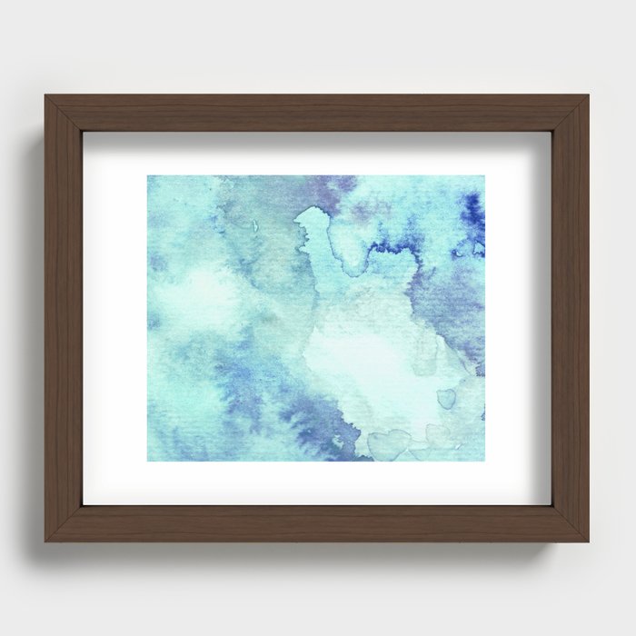 Watercolor pattern turquoise Recessed Framed Print