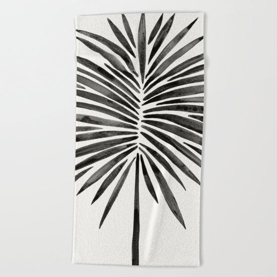 Tropical Fan Palm – Black Beach Towel