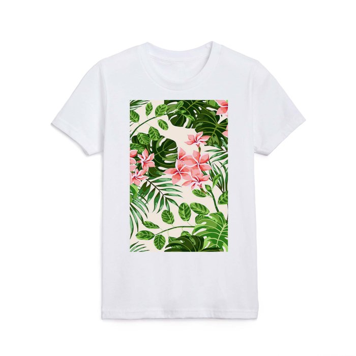 Tropical Modern Floral And Leaves Collection Kids T Shirt