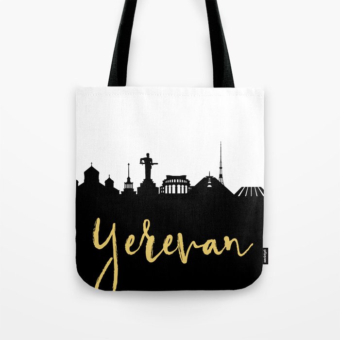 YEREVAN ARMENIA DESIGNER SILHOUETTE SKYLINE ART Tote Bag