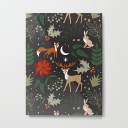 Christmas Forest Theme Metal Print | Graphicdesign, Moon, Cafelab, Winter, Christmas, Holiday, Black, Mistletoe, Pattern, Wild 