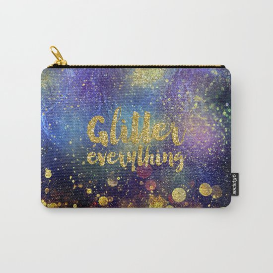 Glitter everything- Girly Gold Glitter effect Space Typography Carry-All Pouch