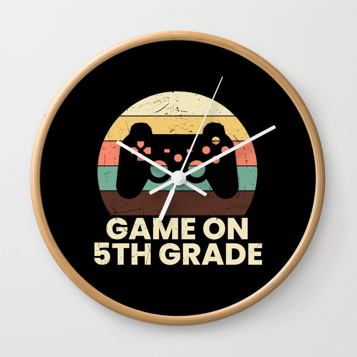 Game On 5th Grade Retro School Wall Clock
