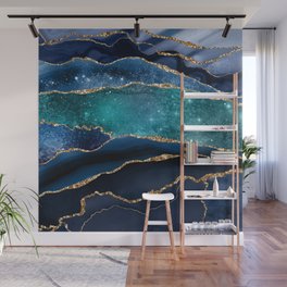 Blue Night Galaxy Marble Wall Mural