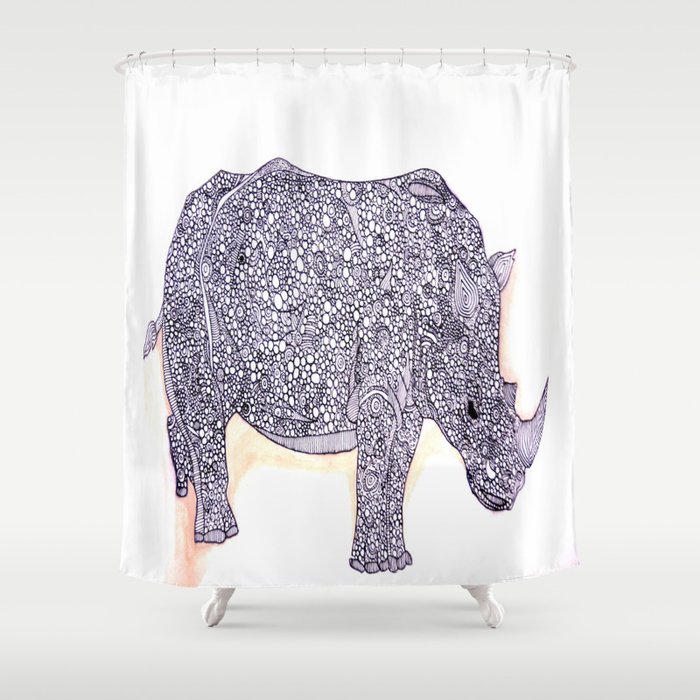 Embellished Rhinoceros Shower Curtain