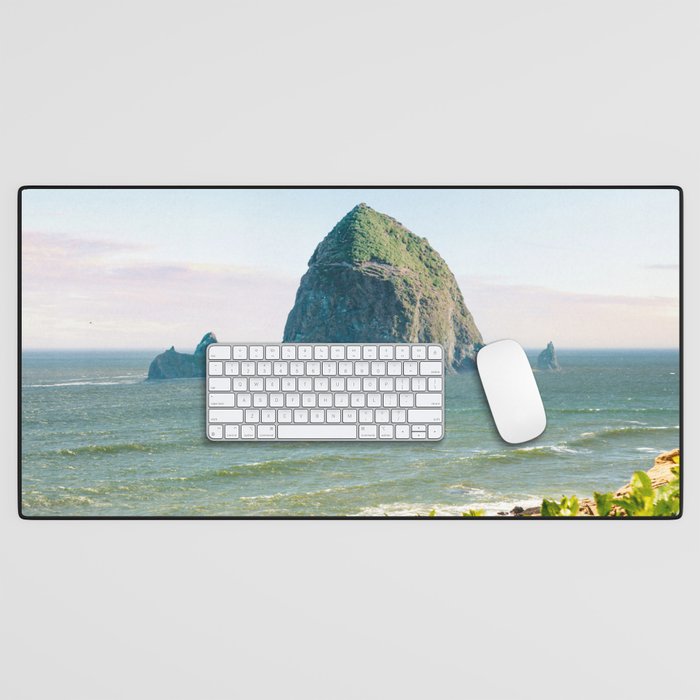 Haystack Rock Surreal Views | Travel Photography and Collage Desk Mat