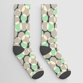 SOFT FOCUS RETRO ABSTRACT in GREEN AND GRAY ON BLACK Socks