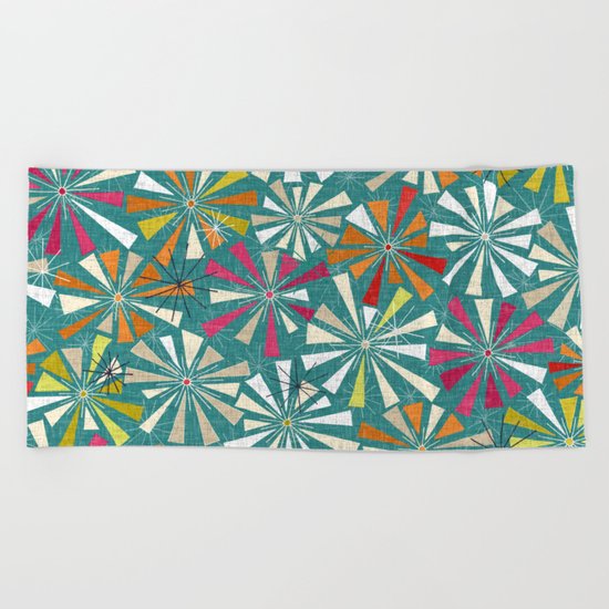 fireworks blue Beach Towel