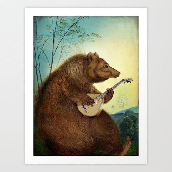 Mandolin Bear Art Print